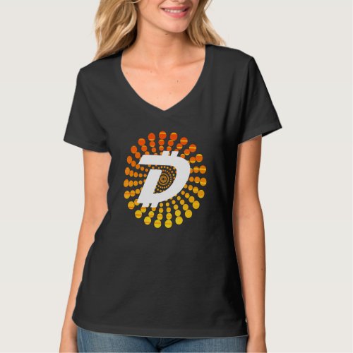 Digibyte Dgb Crypto Currency Circle Orange Sunset T_Shirt
