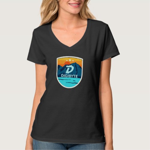 Digibyte Dgb Mountain Badge Crypto Currency Sunris T_Shirt
