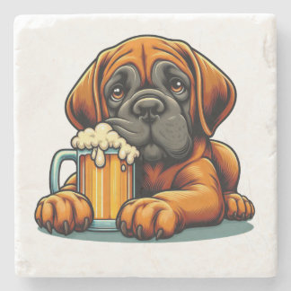 DigiPups Mastiff Dog Beer Mug Cartoon Stone Coaster