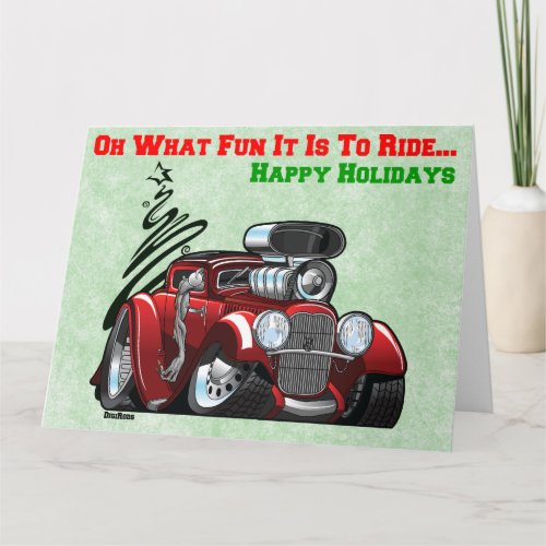 DigiRods Rat Rod Racer Hanging Out Hot Rod Holiday Card