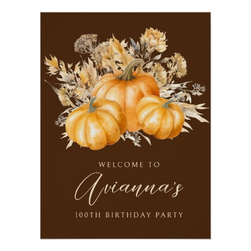 DIGITAL 100th Birthday Pumpkin Fall Welcome Sign
