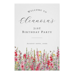 DIGITAL 21st Birthday August Birth Flower Welcome Poster