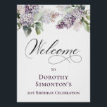 Digital 21st Birthday Purple Lilac Flower Poster<br><div class="desc">Soft watercolor purple lilacs create a pretty springtime 21st birthday welcome sign. For your convenience it can either be downloaded or purchased on paper. Please note that this version does not stand on its own and needs to be mounted. The calligraphy adds an elegant touch. This item is part of...</div>