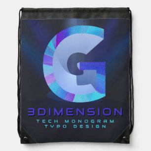 Digital 3D Tech Monogram Letter G Artwork Drawstring Bag