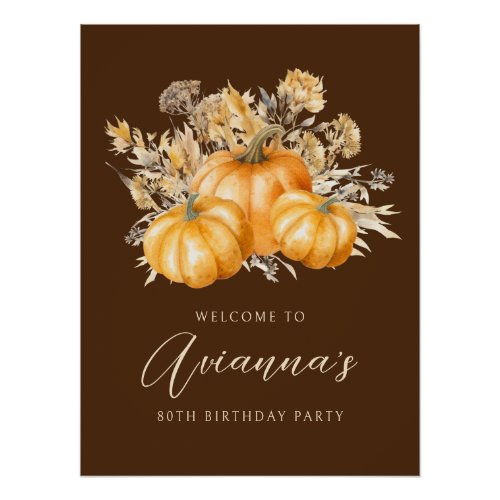 DIGITAL 80th Birthday Pumpkin Fall Welcome Sign