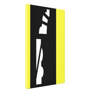 Digital Abstract Black White & Yellow Canvas Print