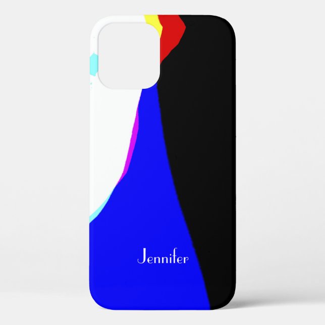 Digital Abstract, Blue, White, Black, Red, Name, Case-Mate iPhone Case (Back)
