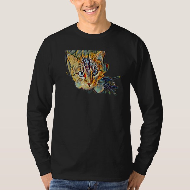 Digital Abstract Painting Of A Cat 10 T-Shirt (Front)