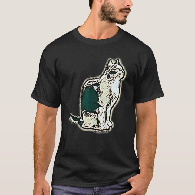 Digital Abstract Painting Of A Cat 16 T-Shirt (Front)