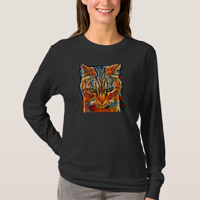 Digital Abstract Painting Of A Cat 60 T-Shirt (Front)
