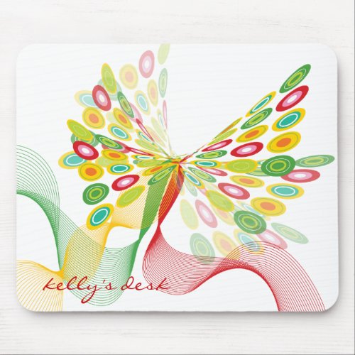 Digital Abstract Retro Dots Modern Art Butterfly Mouse Pad