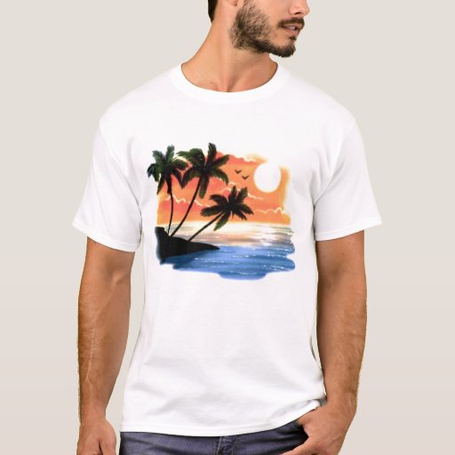Digital Airbrushed Beach Scene T-Shirt | Zazzle