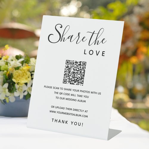 Digital Album QR Code Share Love Wedding Photos Pedestal Sign