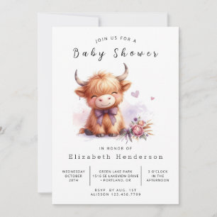Digital Animal Happy Cow Baby Shower Invitation