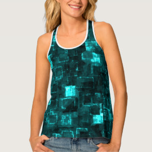 Digital Aqua Glimmer Tiles Tank Top