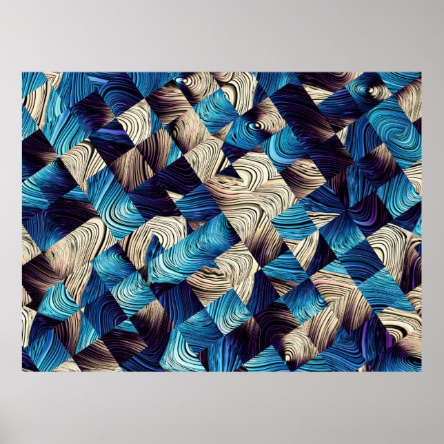 Digital art abstract pattern. Abstract blue image  Poster (Front)