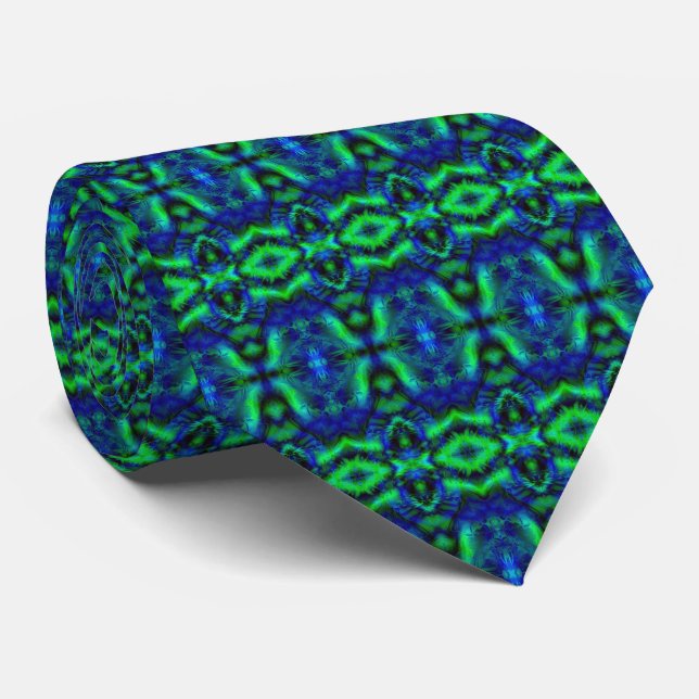 Digital Art Cool Modern Abstract Pattern Neck Tie (Rolled)