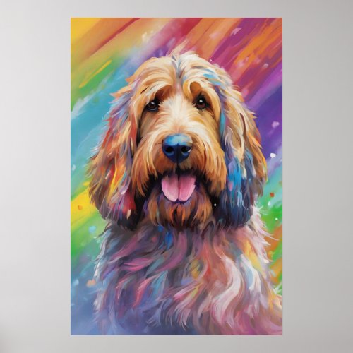 Digital Art Dog Portrait Cute Dog Otterhound Poster