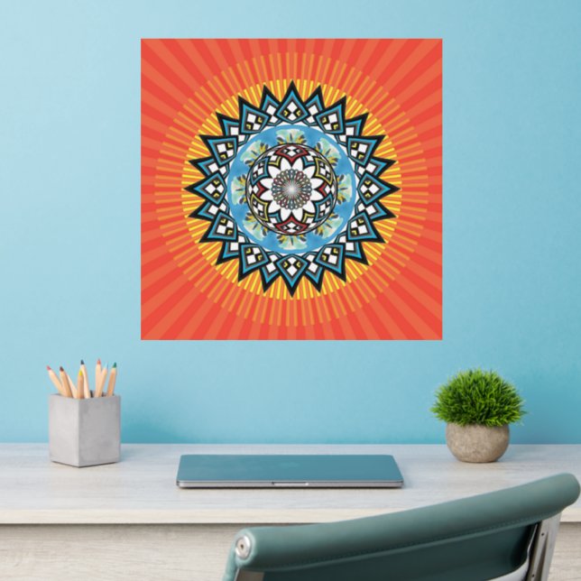 Digital art mandala wall decal  (Home Office 2)