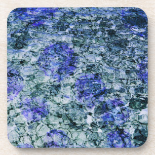 Digital art of blue watercolor abstract background beverage coaster