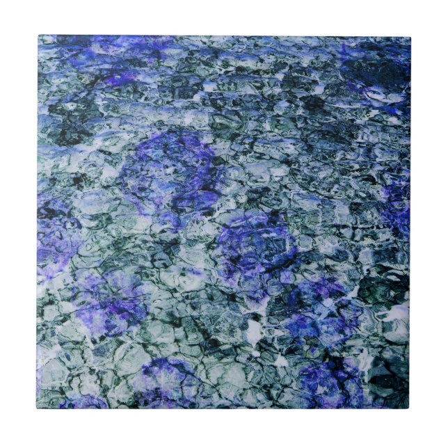 Digital art of blue watercolor abstract background ceramic tile (Front)