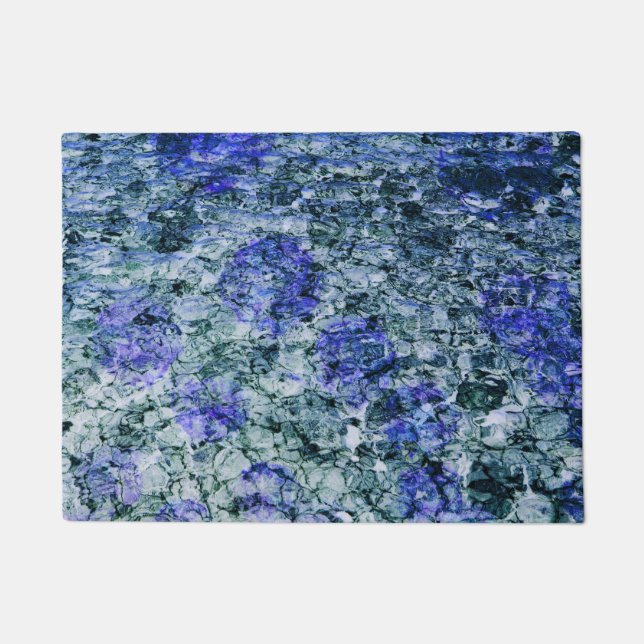 Digital art of blue watercolor abstract background doormat (Front)