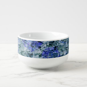 Digital art of blue watercolor abstract background soup mug