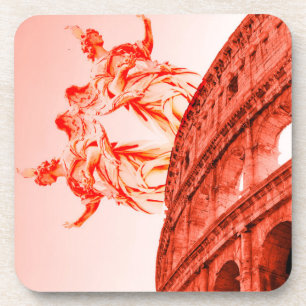 Digital art of Colosseum and statues / sculptures Beverage Coaster
