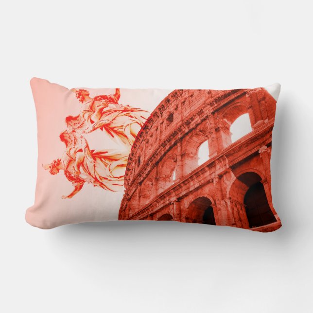 Digital art of Colosseum and statues / sculptures Lumbar Pillow (Front)