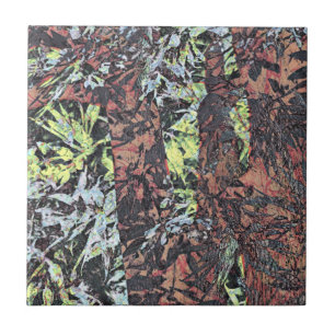 Digital art of floral flower pattern with tree ceramic tile