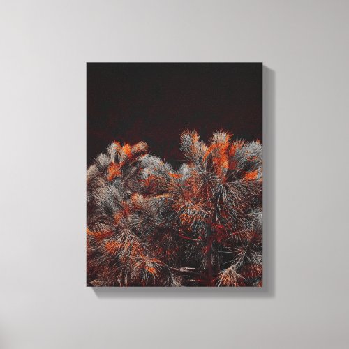 Digital art of pine tree with orange color spots canvas print
