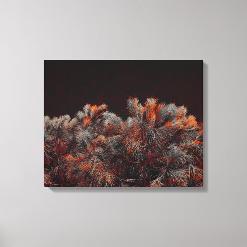 Digital art of pine tree with orange color spots canvas print