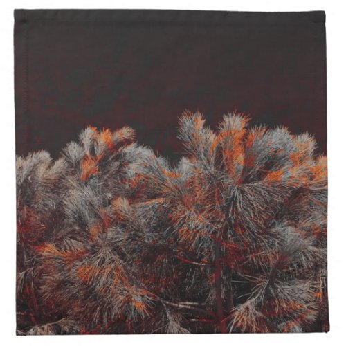 Digital art of pine tree with orange color spots cloth napkin