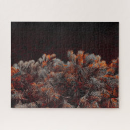 Digital art of pine tree with orange color spots jigsaw puzzle