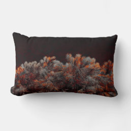 Digital art of pine tree with orange color spots lumbar pillow