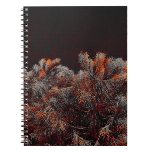 Digital art of pine tree with orange color spots notebook