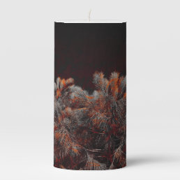 Digital art of pine tree with orange color spots pillar candle