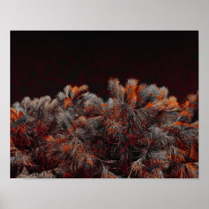 Digital art of pine tree with orange color spots poster