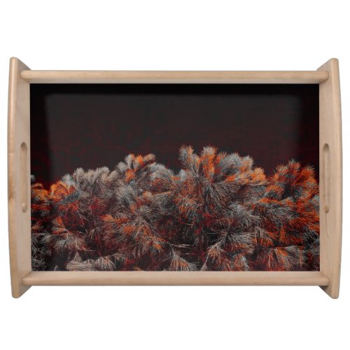 Digital art of pine tree with orange color spots serving tray