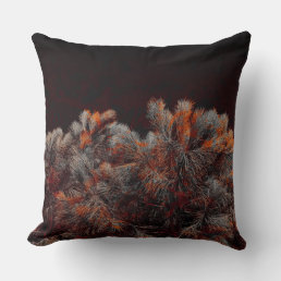 Digital art of pine tree with orange color spots throw pillow