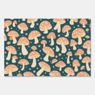 Digital Art of Polkadot Mushroom Pattern Design Sign