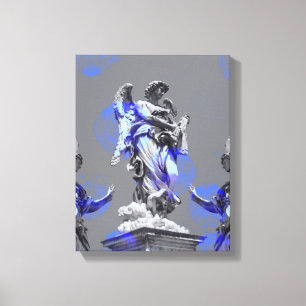 Digital art of sculptures blue color brush strokes canvas print