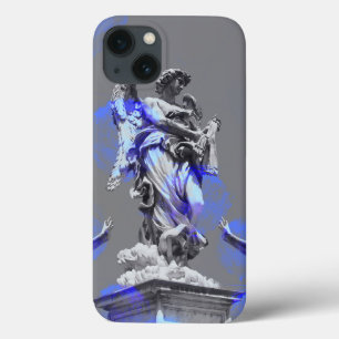 Digital art of sculptures blue color brush strokes iPhone 13 case