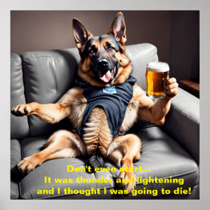 Digital Art Portrait, German Shepard Meme Funny Poster