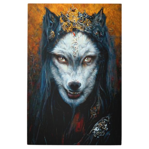 Digital Art Portrait of a Werewolf Metal Poster