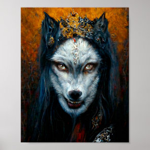 Digital Art Portrait of a Werewolf Poster