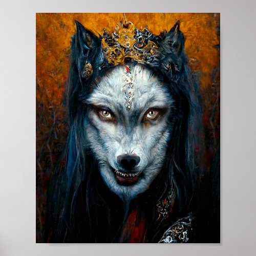 Digital Art Portrait of a Werewolf Poster