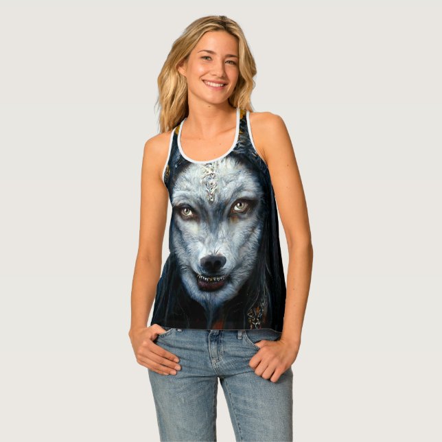 Digital Art Portrait of a Werewolf Tank Top (Front Full)