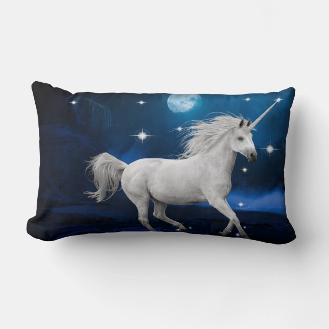 Digital Art Print Moonlight Unicorn Pillow (Front)