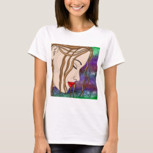 Digital Art Sad Lady Deep in Thought Artsy T-Shirt